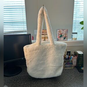White Faux Fur Tote Bag